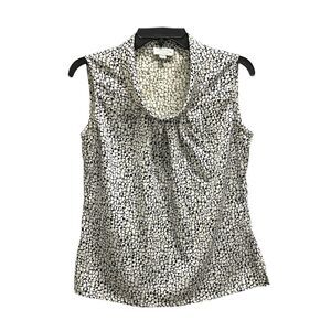 Tahari Classics Womens Cowl Neck Sleeveless Black/White Satin Tank Top Size Sm